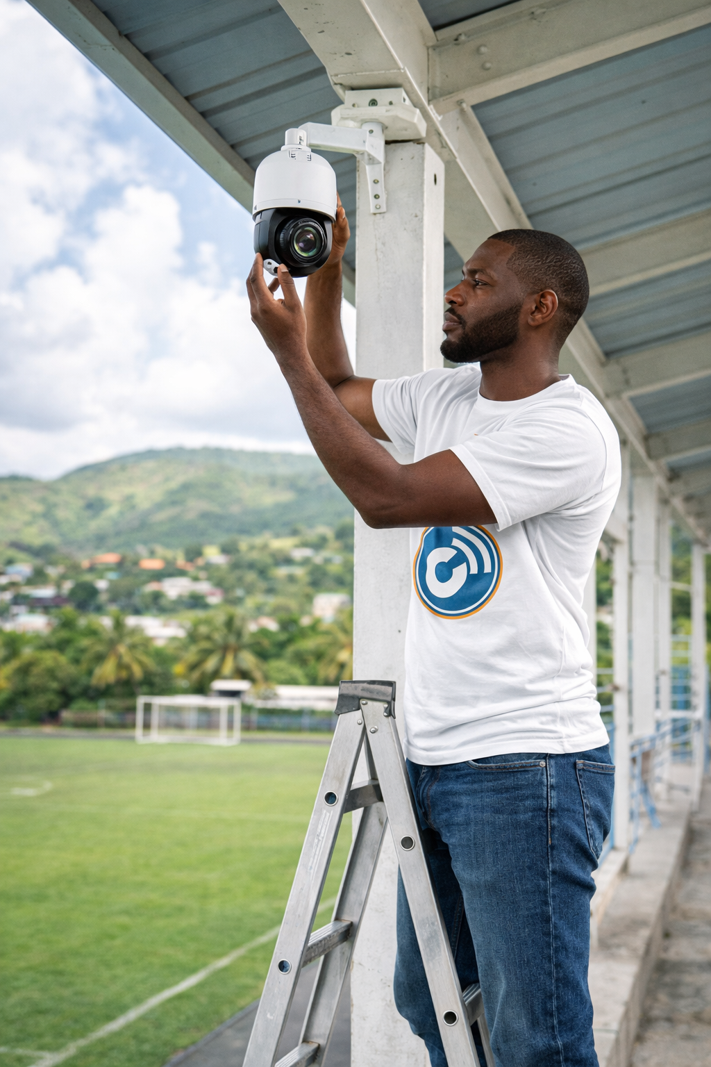 Operator controlling a live sports broadcast